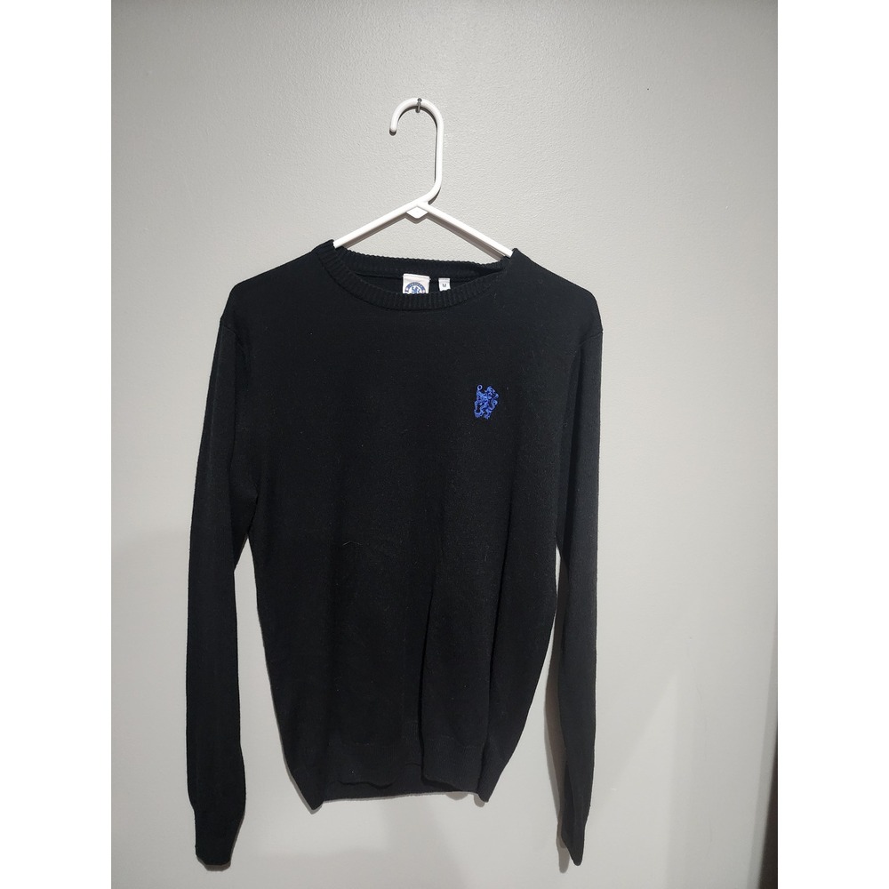 Chelsea FC Official Licensed Product Mens Black Knit Crewneck Sweater Size M